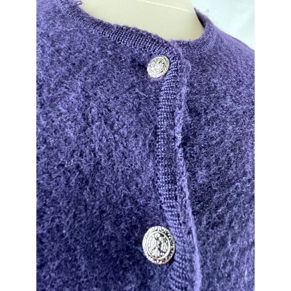 Vintage 70's Austrian Geiger Tyrol Blue Wool Cardigan Sweater, Women’s Small - Picture 2 of 12